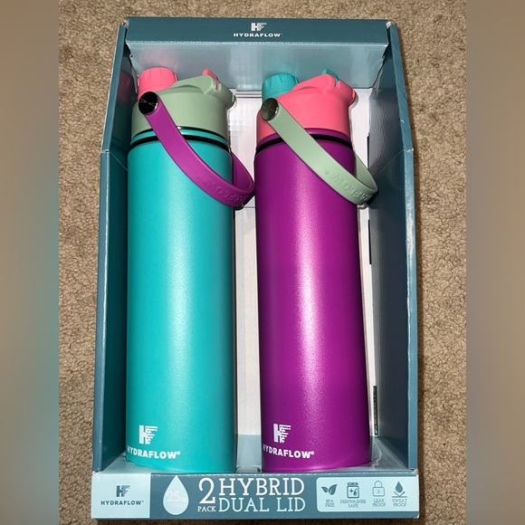 Hydraflow 25-oz. Double Wall Stainless Steel Water Bottle with Dual Lid, 2 Pack - Picture 1 of 2